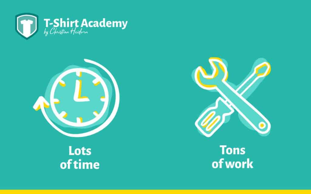 As a t-shirt entrepreneur you'll be working a lot and investing tons of time.