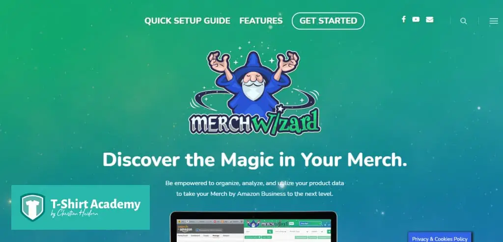 Screenshot of Merch Wizard home page