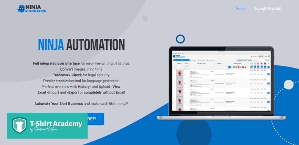 Screenshot of ninja automation home page