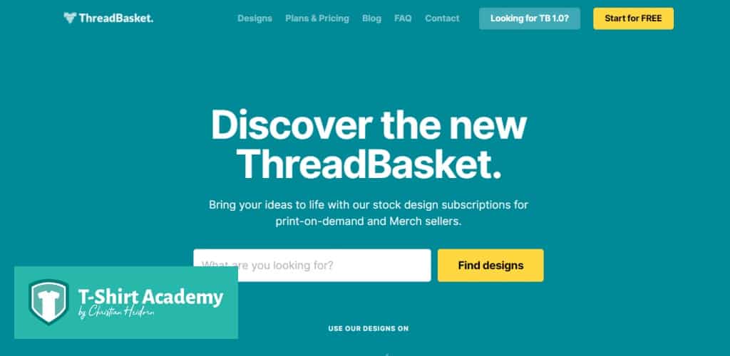 Screenshot of threadbasket home page