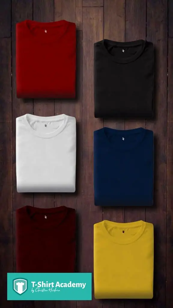 Image of various t-shirts folded
