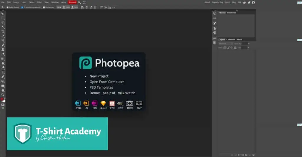 Online graphics editor Photopea