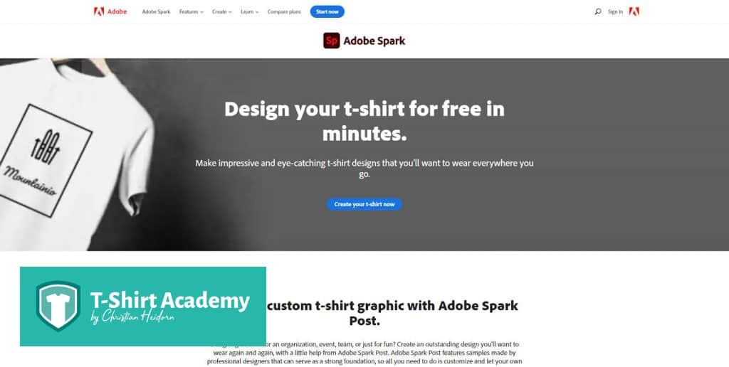 Online t-shirt design creator Adobe Spark