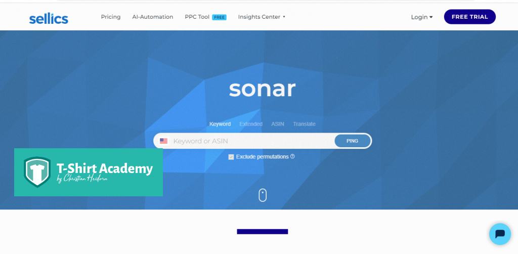 Screenshot of Amazon keyword tool - Sonar