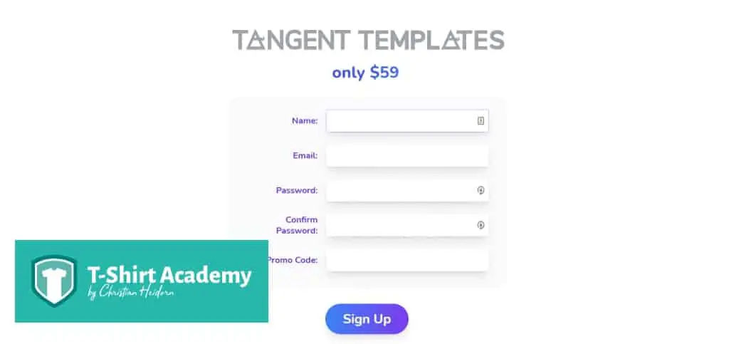 Screenshot of Tangent Template's pricing page
