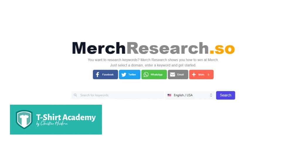 Screenshot of Merchresearch.so's home page